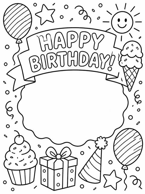 Coloring sheet in the Crayon Scribble Primary 6th Birthday Invitation design