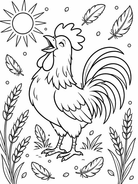 Coloring sheet in the Watercolor Rooster Farm 1st Birthday design