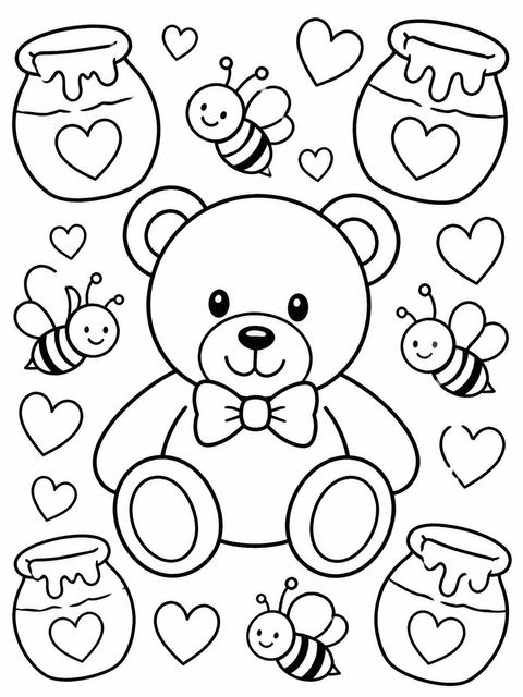 Coloring sheet in the Crayon Teddy Bear 6th Birthday design