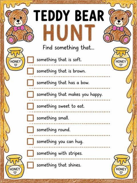 Scavenger hunt in the Crayon Teddy Bear 6th Birthday design