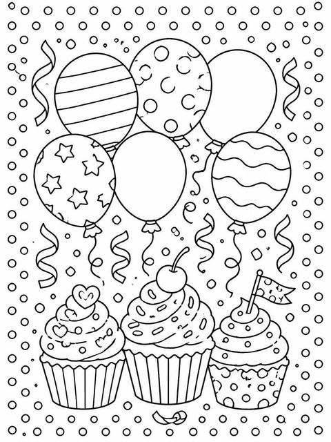 Coloring sheet in the Rainbow Confetti Border 1st Birthday design