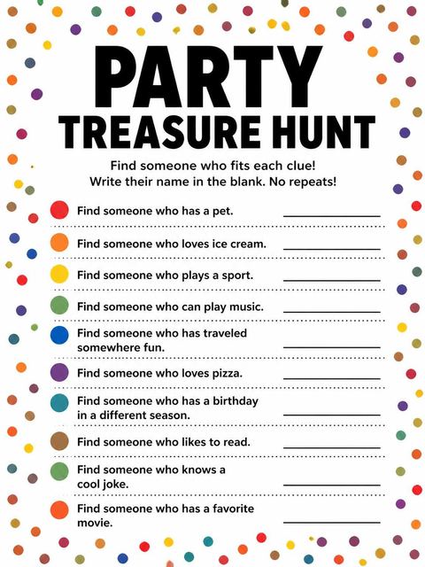 Scavenger hunt in the Rainbow Confetti Border 1st Birthday design