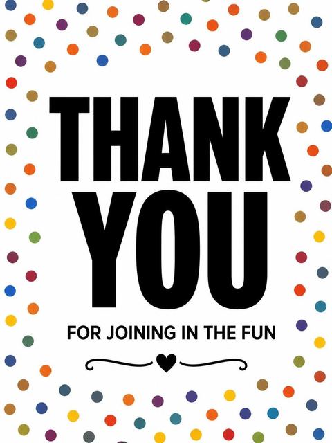 Thank-you flat in the Rainbow Confetti Border 1st Birthday design