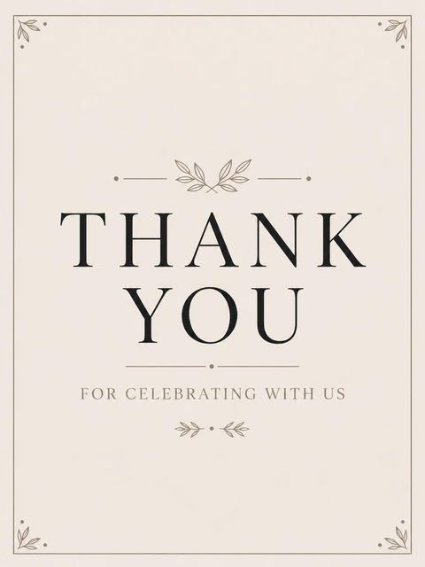 Thank-you flat in the Beige Serif Minimalist 40th Birthday design