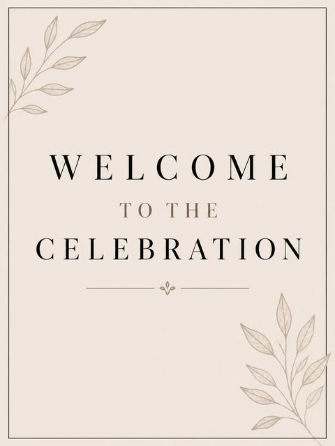 Welcome sign in the Beige Serif Minimalist 40th Birthday design