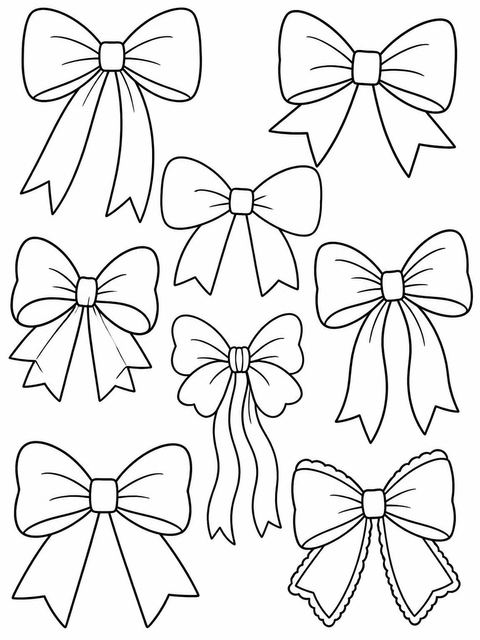 Coloring sheet in the Blush Watercolor Line-Art Bow Birthday design