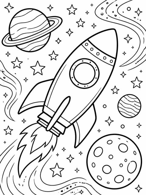 Coloring sheet in the Neon Nebula Galaxy 8th Birthday design