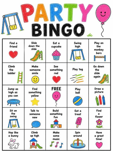 Bingo grid in the Crayon Playground 10th Birthday design