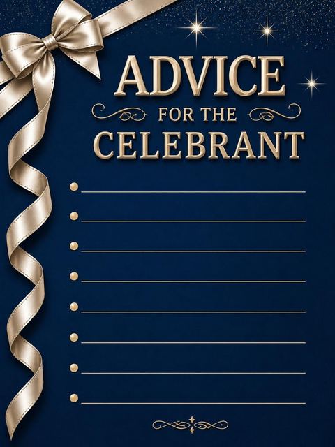 Advice card in the Navy Champagne Ribbon 45th Birthday design