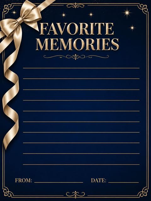 Memory card in the Navy Champagne Ribbon 45th Birthday design