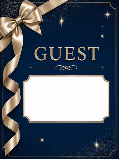 Place card in the Navy Champagne Ribbon 45th Birthday design