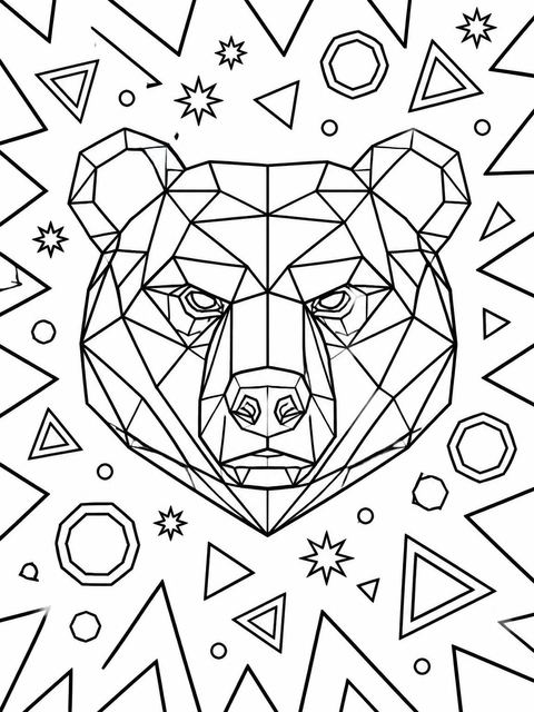 Coloring sheet in the Neon Geometric Bear 10th Birthday design