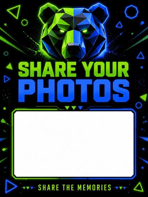 Hashtag card in the Neon Geometric Bear 10th Birthday design