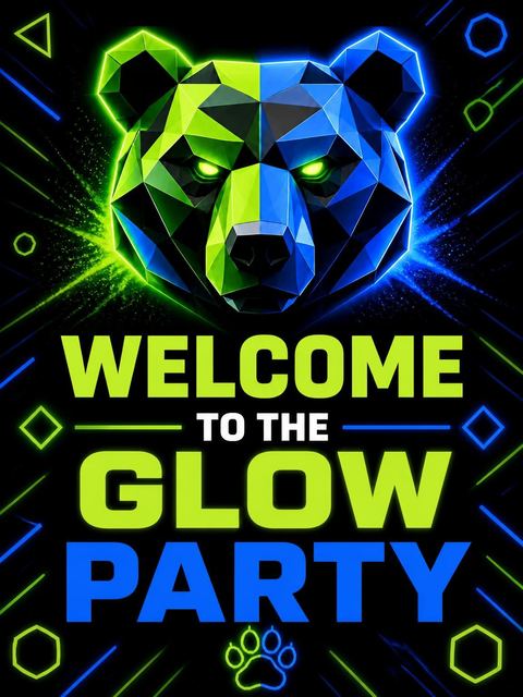 Welcome sign in the Neon Geometric Bear 10th Birthday design