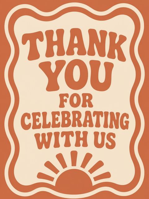 Thank-you flat in the Terracotta Retro Typography First Birthday design