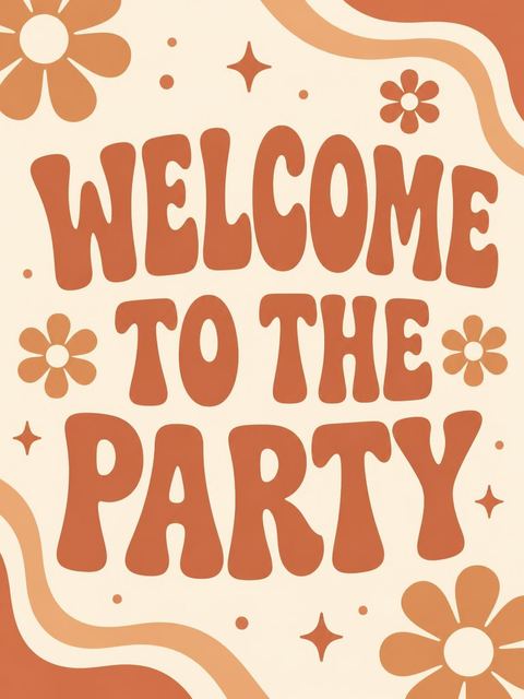 Welcome sign in the Terracotta Retro Typography First Birthday design