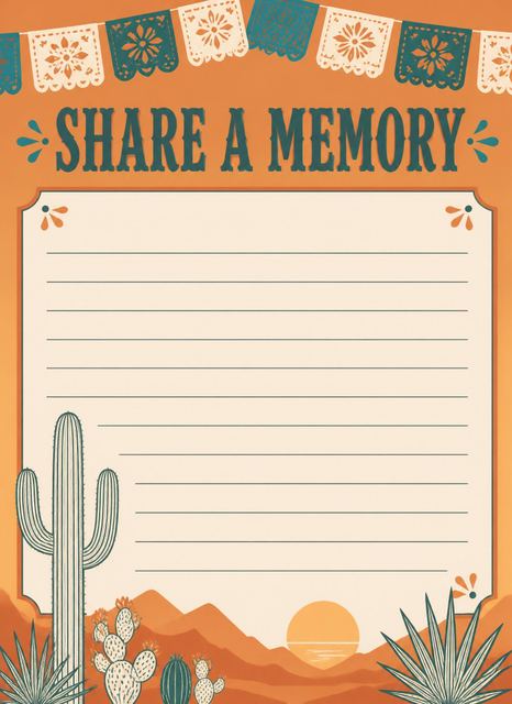 Memory card in the Terracotta Papel Picado Retirement Fiesta design