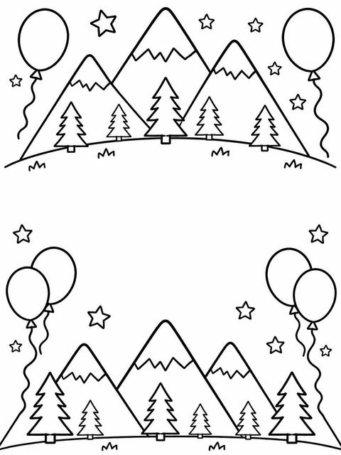 Coloring sheet in the Crayon Mountain Pine 1st Birthday design