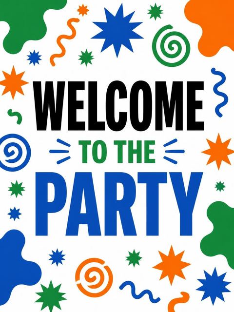 Welcome sign in the Memphis Geometric Print Birthday Invitation design