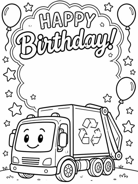 Coloring sheet in the Crayon Art Recycling Truck 2nd Birthday design