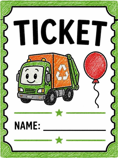 Raffle ticket in the Crayon Art Recycling Truck 2nd Birthday design