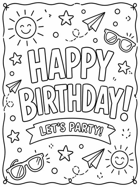 Coloring sheet in the Coral and Teal Doodle 12th Birthday design
