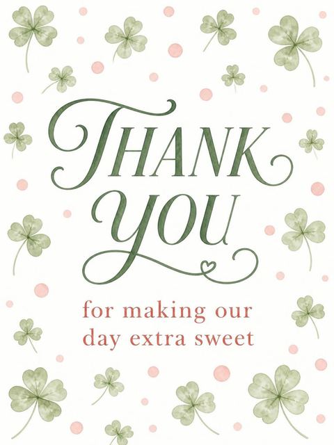 Thank-you flat in the Pink Watercolor Ladybug 1st Birthday design