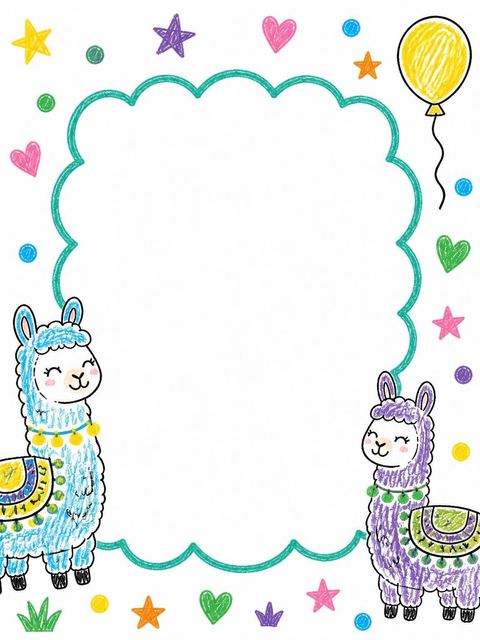 Place card in the Crayon Llama Doodle 2nd Birthday Invitation design