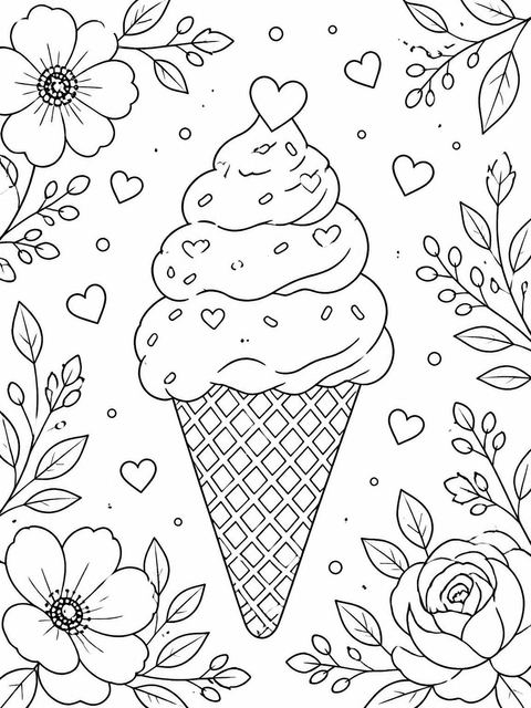 Coloring sheet in the Watercolor Ice Cream 1st Birthday design