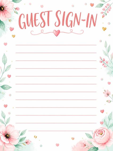 Guest sign-in sheet in the Watercolor Ice Cream 1st Birthday design