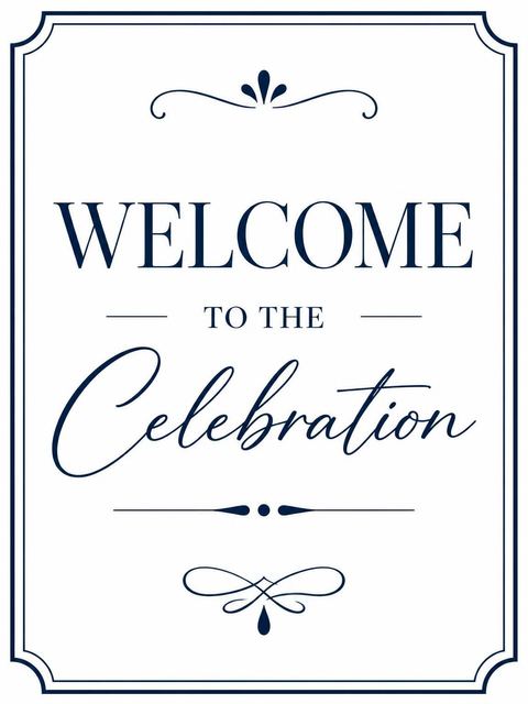 Welcome sign in the Minimalist Navy Ninety Milestone design