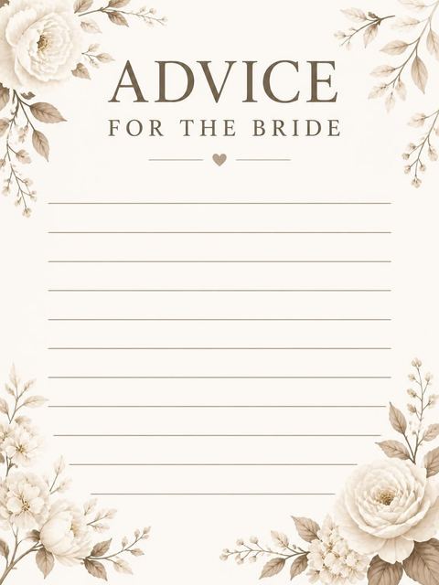 Advice card in the Sepia Floral Bridal Shower Invitation design