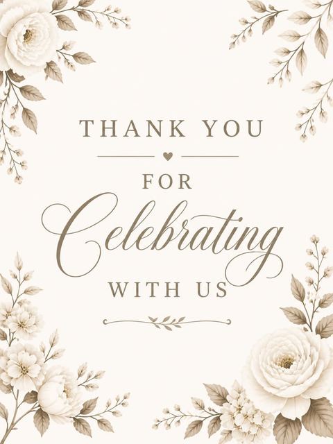 Thank-you flat in the Sepia Floral Bridal Shower Invitation design