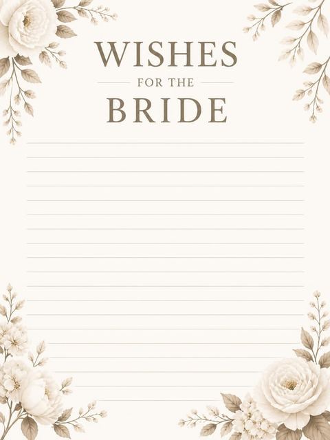 Wishes page in the Sepia Floral Bridal Shower Invitation design
