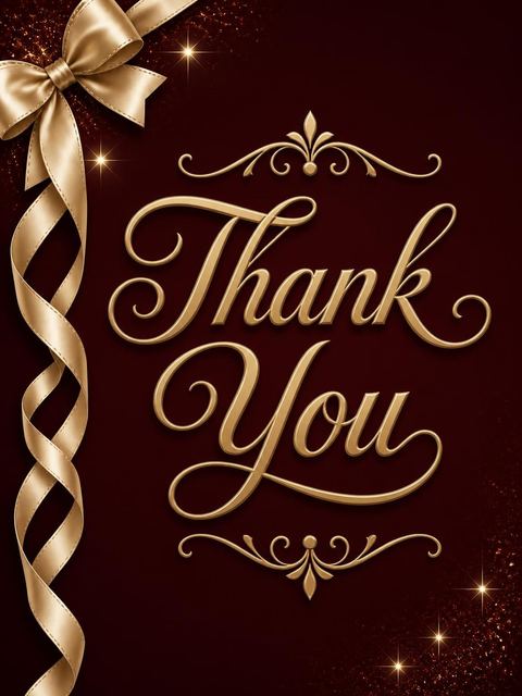 Thank-you flat in the Burgundy Gold Ribbon 50th Birthday design