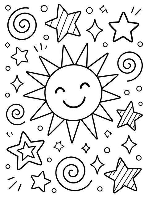 Coloring sheet in the Cream Sun Star 3rd Birthday Invitation design