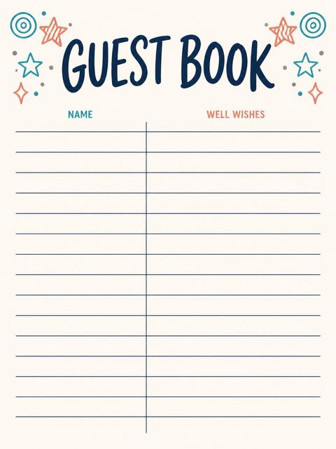 Guest sign-in sheet in the Cream Sun Star 3rd Birthday Invitation design