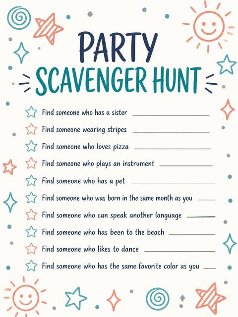 Scavenger hunt in the Cream Sun Star 3rd Birthday Invitation design