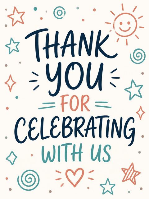 Thank-you flat in the Cream Sun Star 3rd Birthday Invitation design