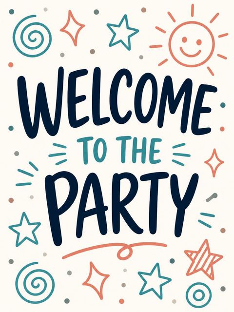 Welcome sign in the Cream Sun Star 3rd Birthday Invitation design
