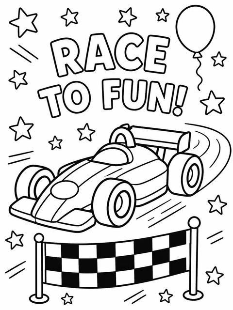 Coloring sheet in the Crayon Race Car 3rd Birthday design
