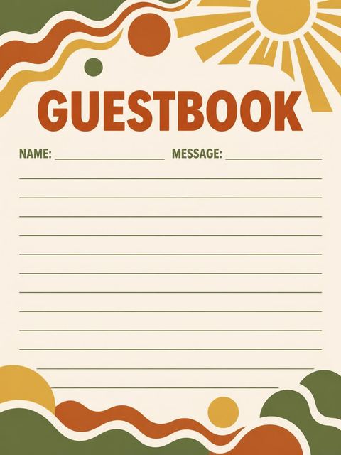 Guest sign-in sheet in the Retro Earth Tone 60th Birthday design