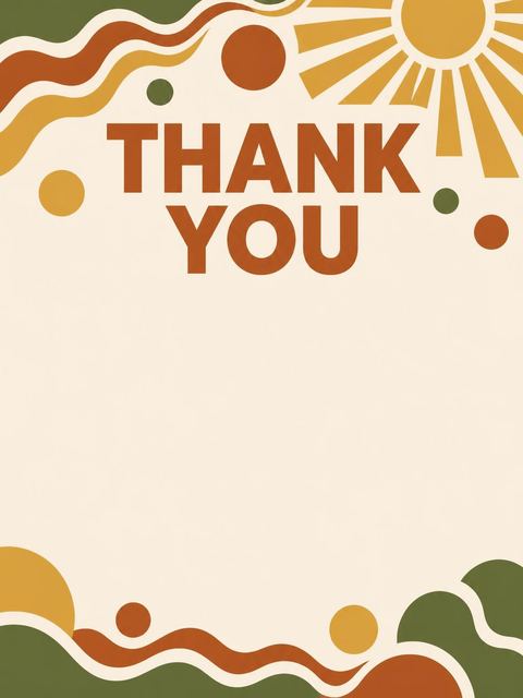 Thank-you flat in the Retro Earth Tone 60th Birthday design