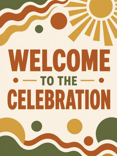 Welcome sign in the Retro Earth Tone 60th Birthday design
