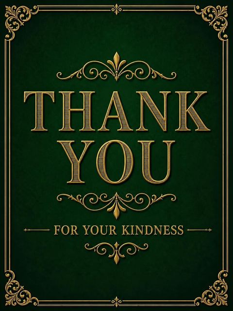 Thank-you flat in the Forest Green Gold Filigree 50th Birthday design