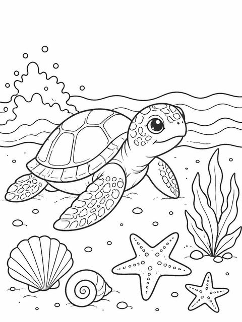 Coloring sheet in the Sage Watercolor Sea Turtle 1st Birthday design