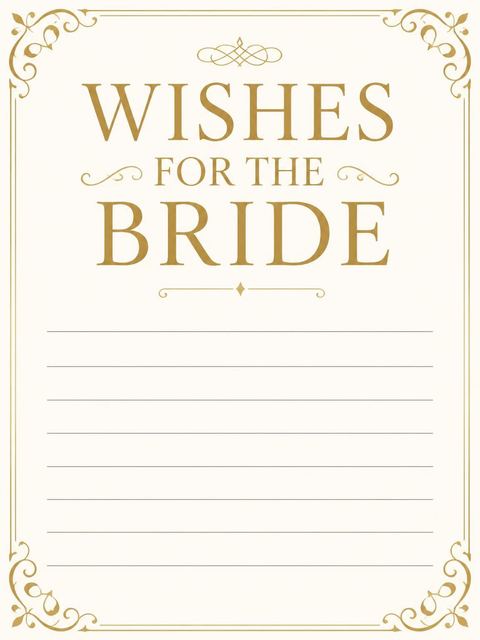 Wishes page in the Gold Filigree Cream Bridal Shower design
