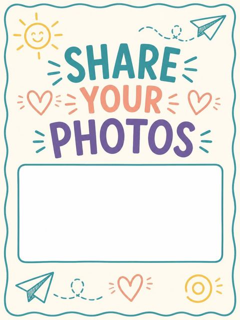 Hashtag card in the Teal Doodle Motif 7th Birthday Celebration design
