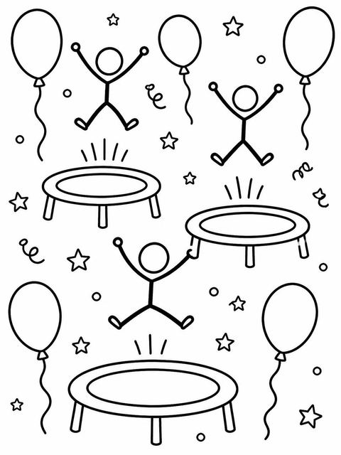 Coloring sheet in the Crayon Trampoline Sketch 6th Birthday Invitation design