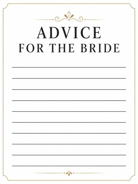 Advice card in the Minimalist Gold Line Bridal Shower design